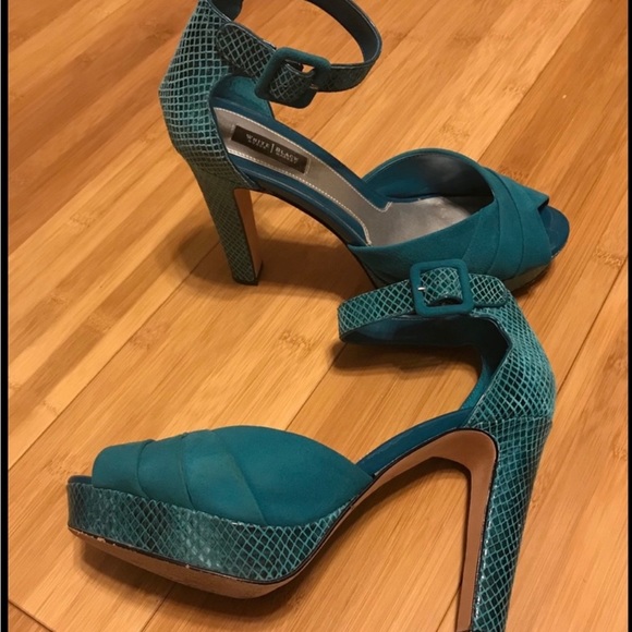 Teal Peep Toe Platforms - Picture 5 of 9